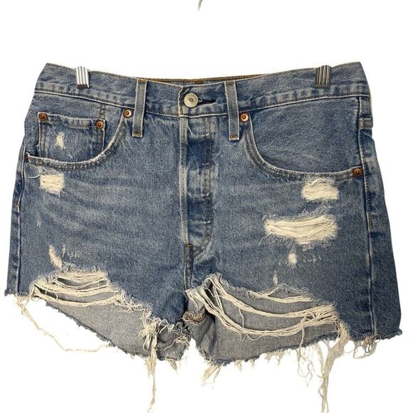 Levi's 501 Distressed Jean Shorts, Casual, Weekend, festival, Beachy Coastal, 30 - Picture 3 of 9